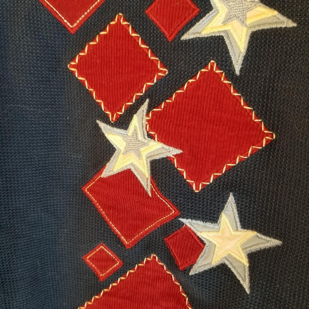 Christopher & Banks Womens XL Navy Blue Patriotic Star Diamond Cardigan Teacher - Picture 7 of 12